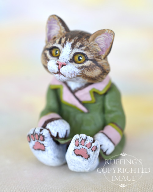 Vanda, miniature Norwegian Forest Cat art doll, handmade original, one-of-a-kind kitten by artist Max Bailey
