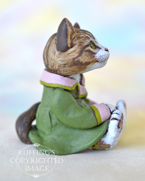 Vanda, miniature Norwegian Forest Cat art doll, handmade original, one-of-a-kind kitten by artist Max Bailey