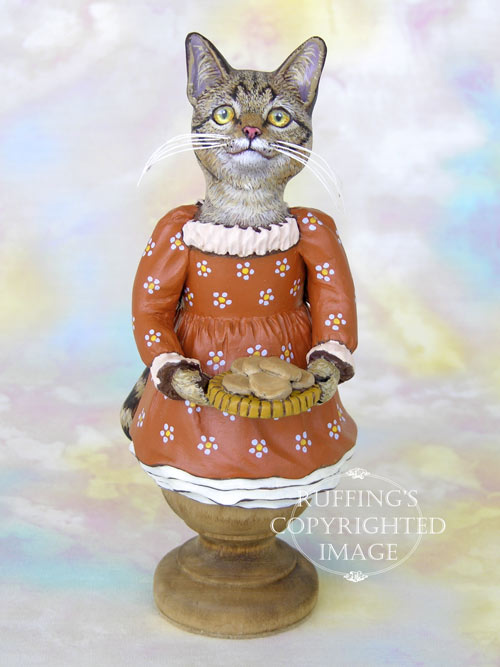 Winifred the Tabby Cat, Original One-of-a-kind Folk Art Doll Figurine by Max Bailey