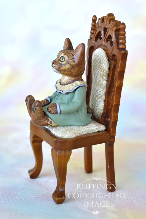 Zia, miniature Abyssinian cat art doll, handmade original, one-of-a-kind kitten by artist Max Bailey