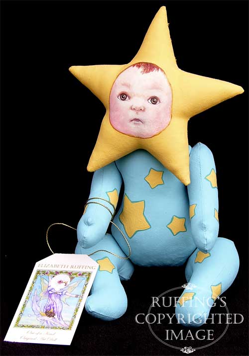 Sigrid the Star Baby, handmade original, one-of-a-kind art doll by artist Elizabeth Ruffing