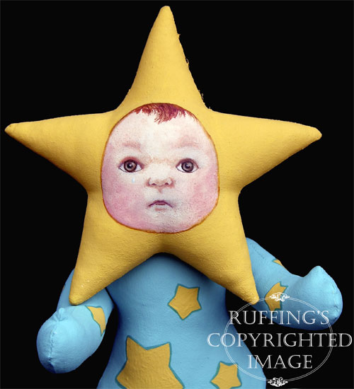 Sigrid the Star Baby, handmade original, one-of-a-kind art doll by artist Elizabeth Ruffing