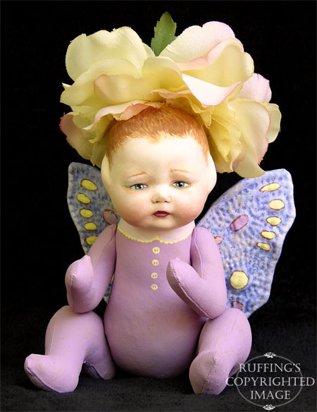 Rosa the Rose Flower Fairy Baby, Original One-of-a-kind Art Doll by Elizabeth Ruffing