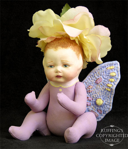 Rosa the Rose Flower Fairy Baby, Original Art Doll by artist Elizabeth Ruffing