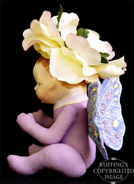 Rosa the Rose Flower Fairy Baby, Original Art Doll by artist Elizabeth Ruffing