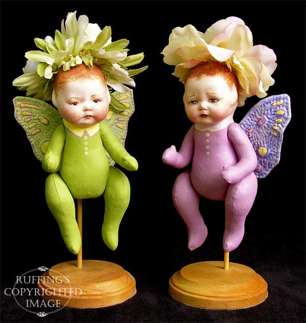 Greta and Rosa the Baby Flower Fairy Art Dolls by Elizabeth Ruffing