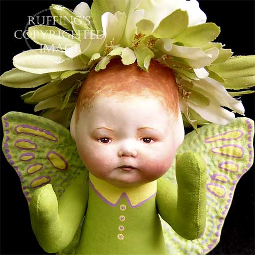 Greta the Baby Chrysanthemum Flower Fairy Art Doll by Elizabeth Ruffing