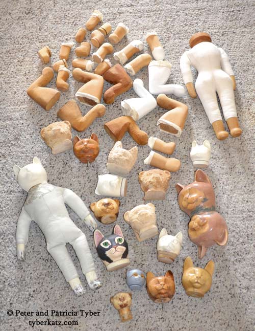 Anthropomorphic cat art dolls by artists Peter and Patricia Tyber of Tyber Katz