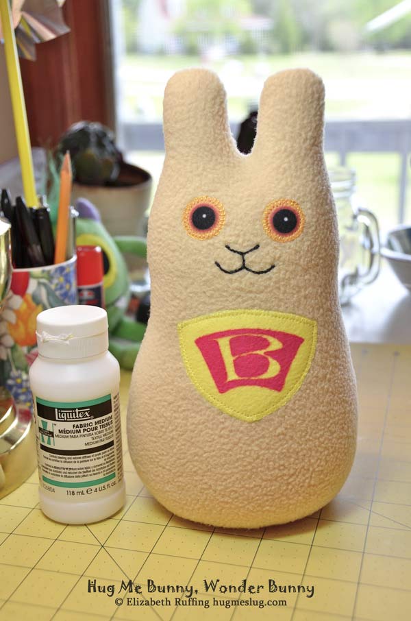 Wonder Bunny, Hug Me Bunny plush stuffed animal art toy by Elizabeth Ruffing