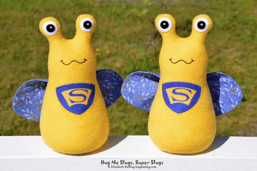 Super Slugs, Hug Me Slugs plush stuffed animal art toys by Elizabeth Ruffing