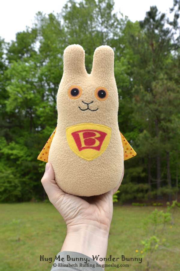 Wonder Bunny, Hug Me Bunny plush stuffed animal art toy by Elizabeth Ruffing