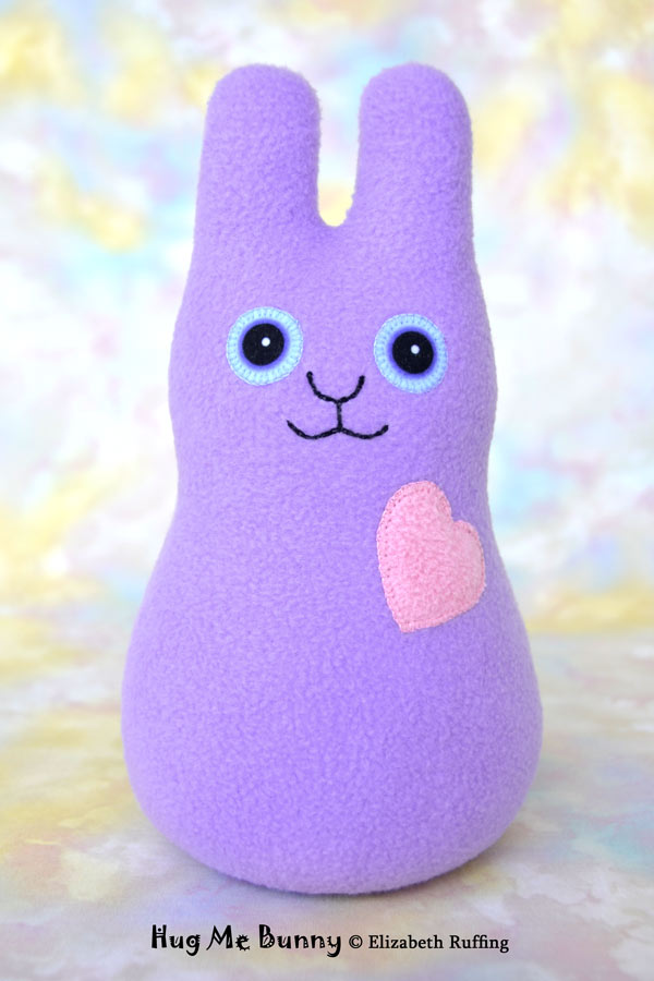 Lavender fleece Hug Me Bunny handmade stuffed animal plush toy rabbit by Elizabeth Ruffing, Ruffing's