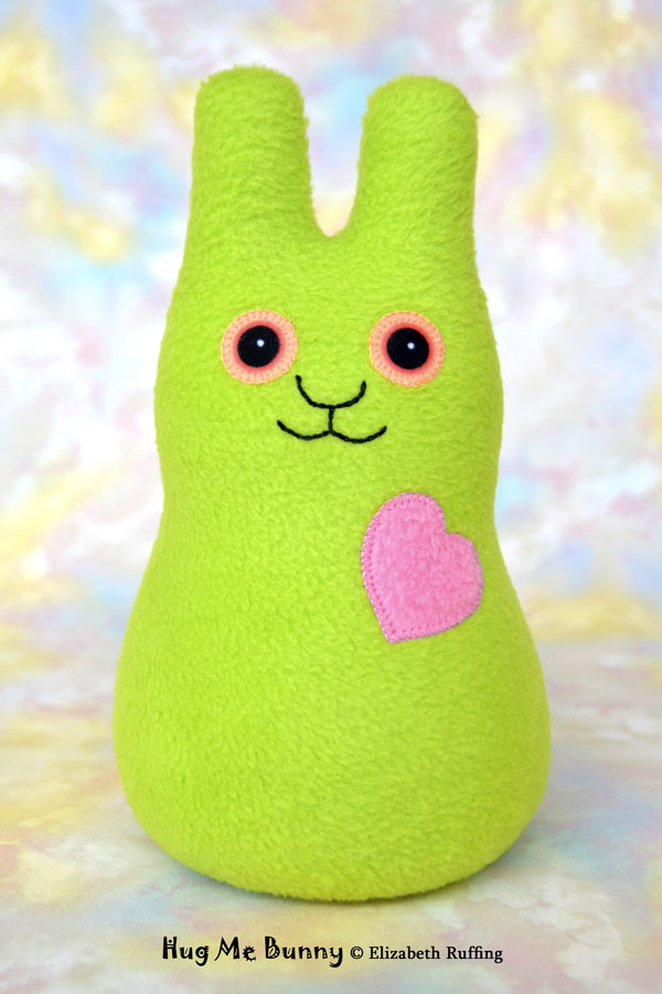 Apple Green Hug Me Bunny, plush toys by Elizabeth Ruffing