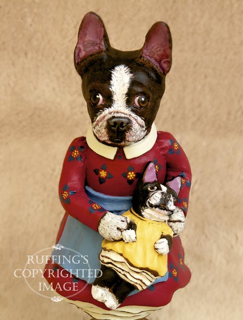 Prudence the Boston Terrier original dog art doll figurine by artist Max Bailey