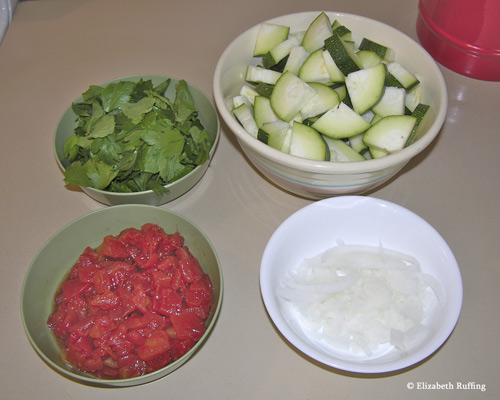 Zucchini, parsley, onion, tomatoes