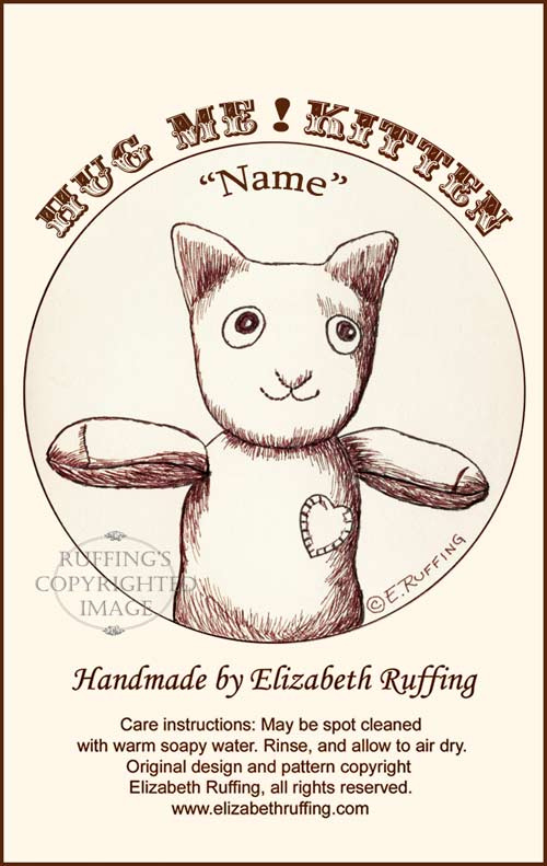 Hug Me! Sock Kitten hang tag by Elizabeth Ruffing
