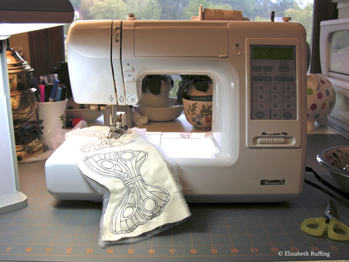 Sewing fairy wings on my sewing machine