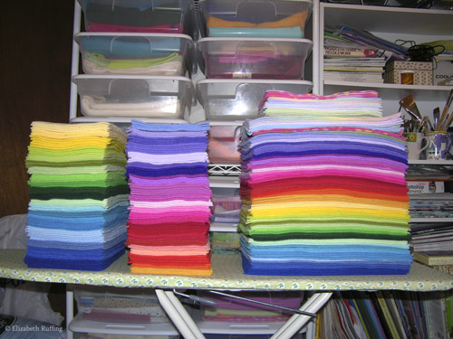 Stacks of fleece colors for Hug Me! Slugs