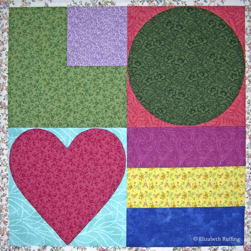 Love Stamp Quilt Block by Elizabeth Ruffing, based on 2002 Love Stamp by Michael Osborne from the US Post Office