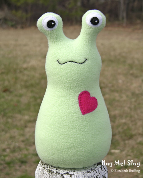 Light mint green fleece Hug Me Slug by Elizabeth Ruffing