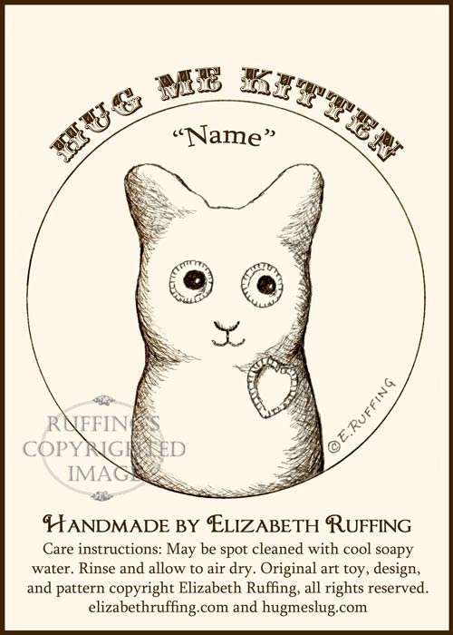 Fleece Hug Me Kitten Hang Tag by Elizabeth Ruffing