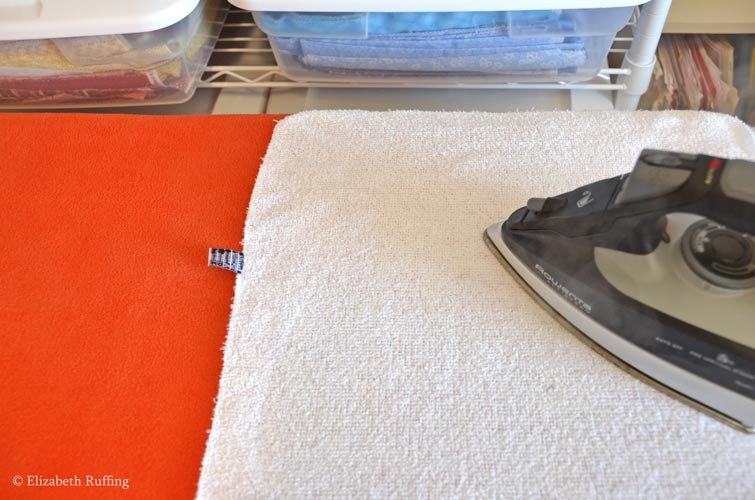Ironing wrinkles out of fleece fabric by Elizabeth Ruffing
