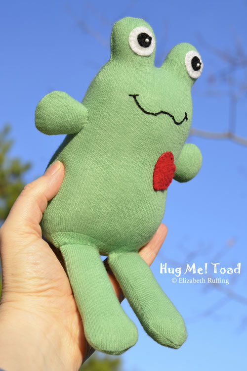 Green and Red Sock Toad, original art toy by Elizabeth Ruffing