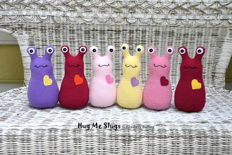 Hug Me Slugs, original art toys by Elizabeth Ruffing