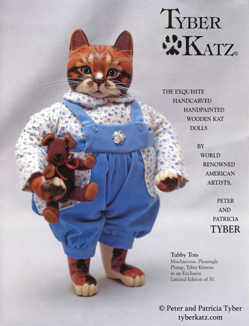 Anthropomorphic cat art dolls by artists Peter and Patricia Tyber of Tyber Katz