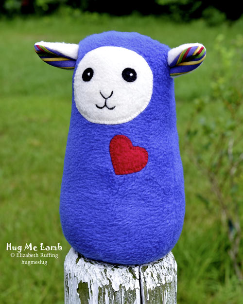 Royal Blue Plush Stuffed Animal Art Toys, Hug Me Lambs by Elizabeth Ruffing