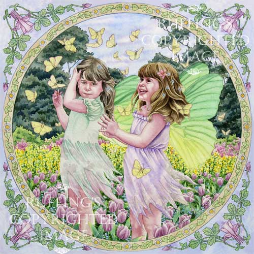 Fairies and Butterflies watercolor art by Elizabeth Ruffing