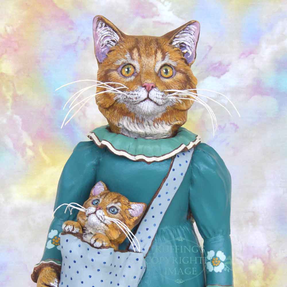 Catherine and Chester, Ginger Tabby Maine Coon Original One-of-a-kind Art Doll Figurine by Max Bailey