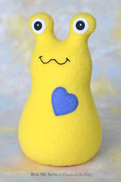 Pineapple Yellow Fleece Hug Me Slug Handmade Plush Art Toy by Artist Elizabeth Ruffing